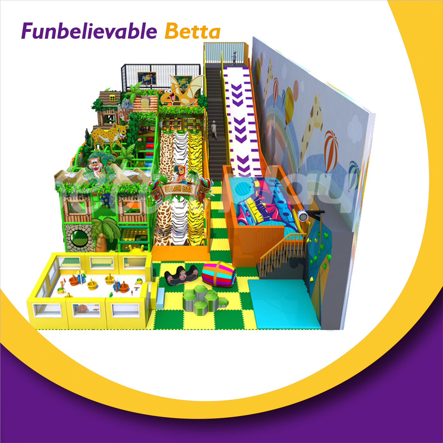 Bettaplay indoor jungle theme playground cartoon animal playground equipment supplier
