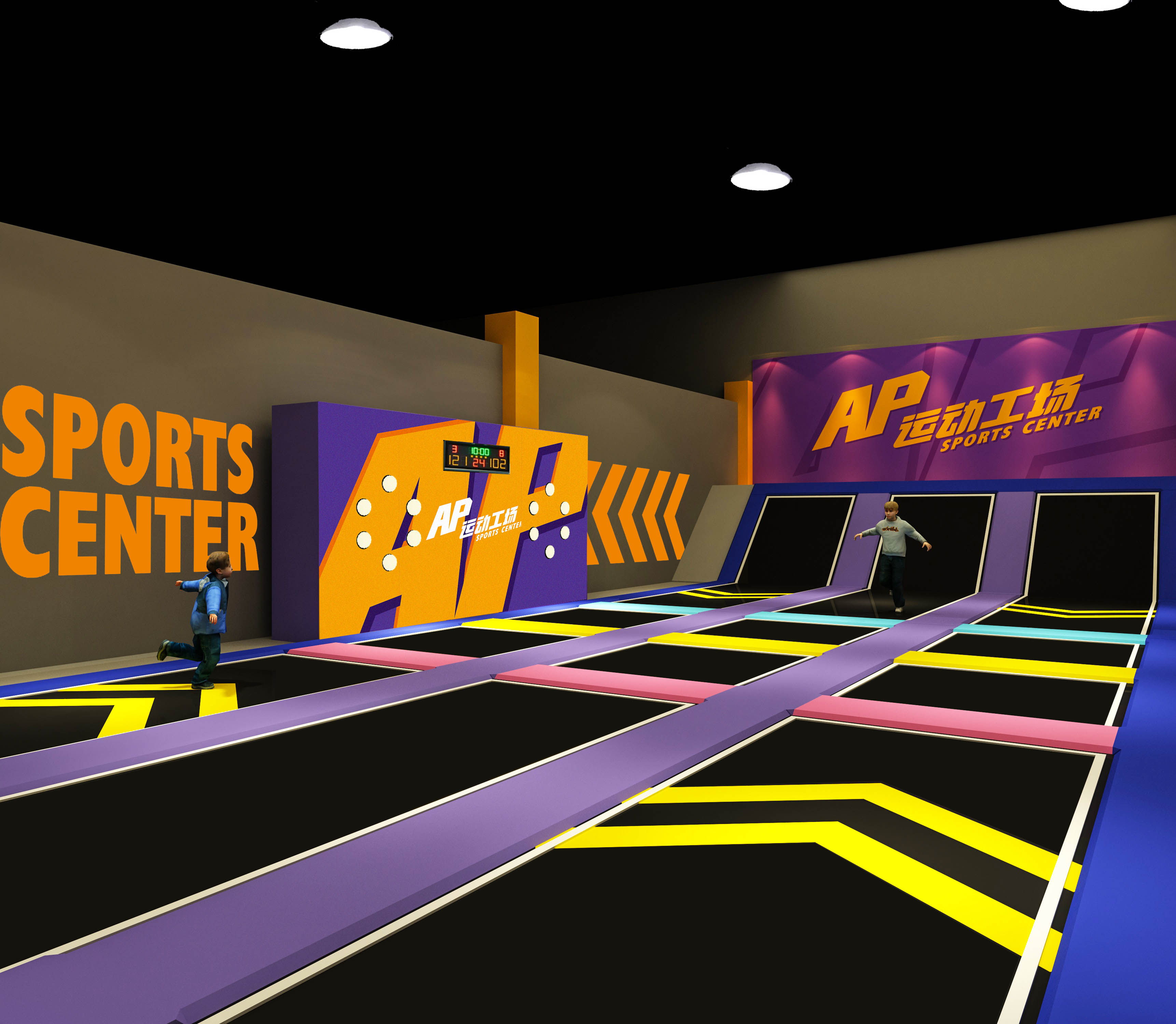 Interior amusement park design illustration Interior amusement park design illustration