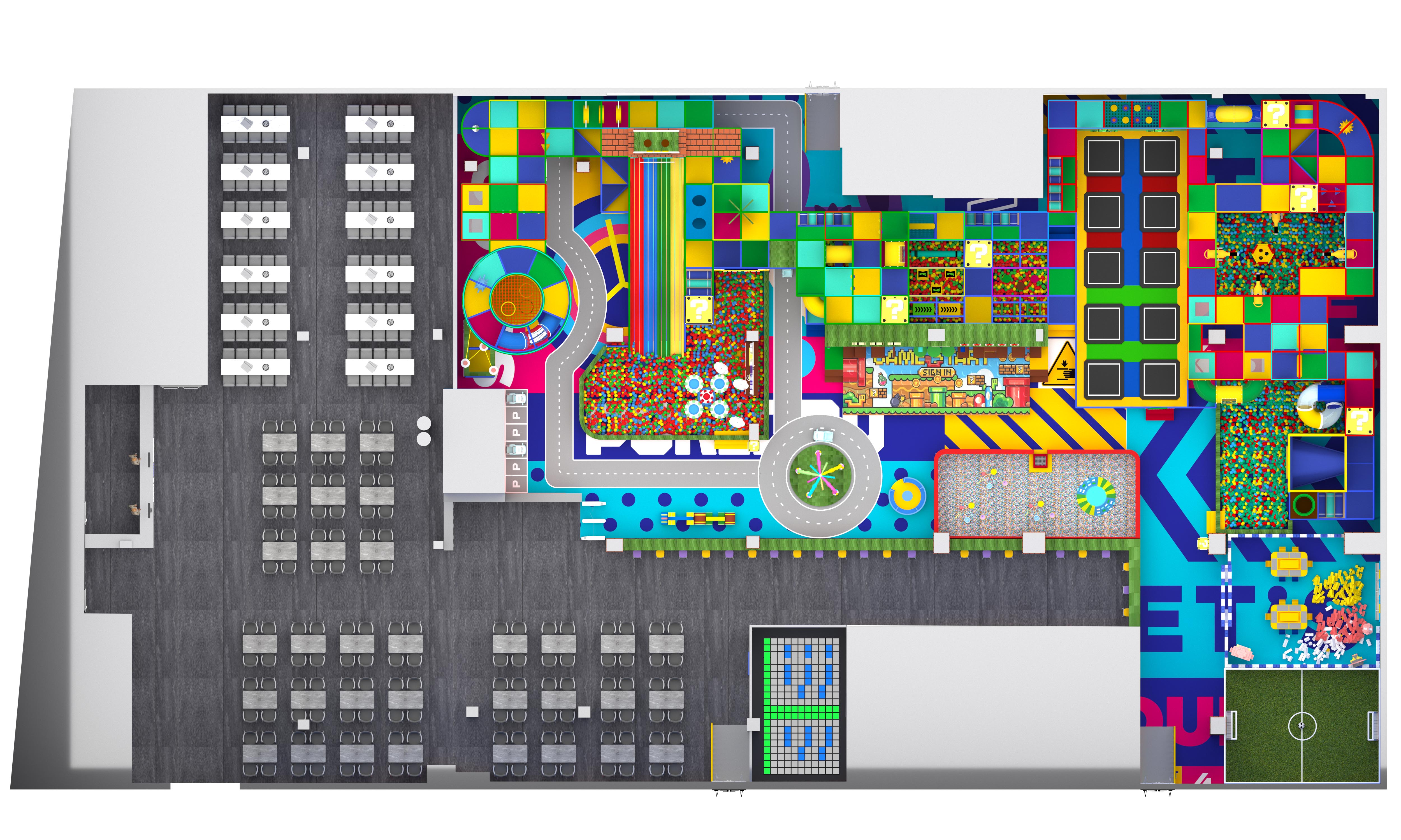 Interior amusement park design illustration Interior amusement park design illustration