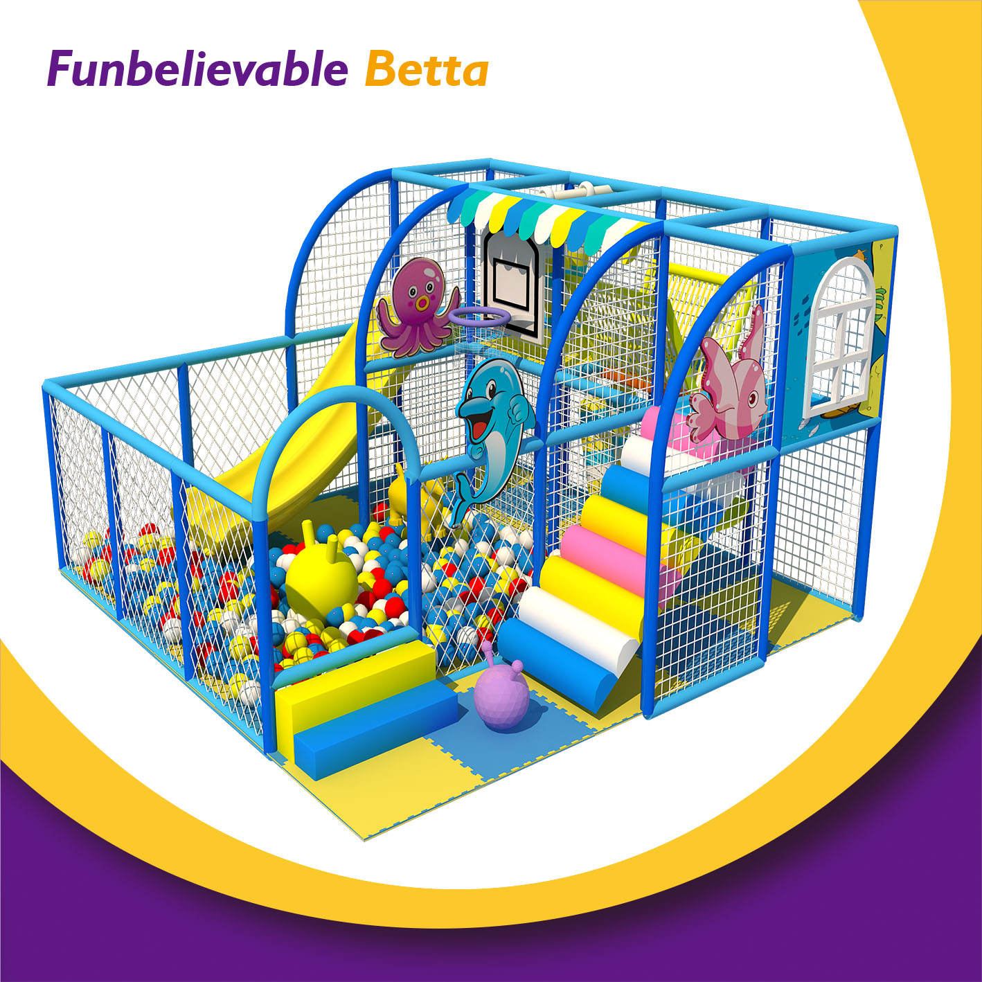 Bettaplay Blue Naughty Castle Kids And Toddler 5*5M Small Playground Indoor Equipment Soft Play Playground For Sale