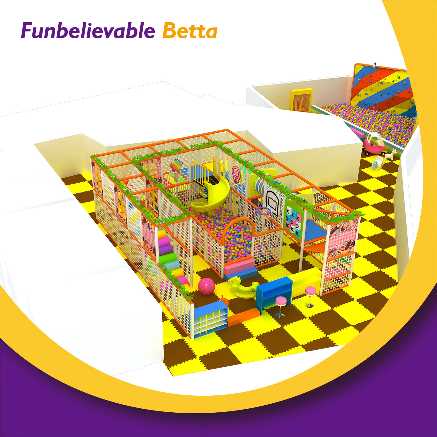 Bettaplay Kids And Toddler Kids Naughty Castle Colorful 8.6*6M Small Playground Indoor Equipment Soft Play Playground For Sale