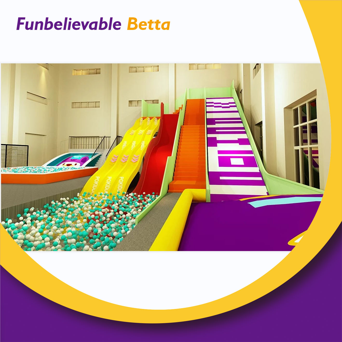 Bettaplay Indoor Trampoline Park Rainbow Slide Dry Ski Slope For Trampoline Park For Kids For Sale