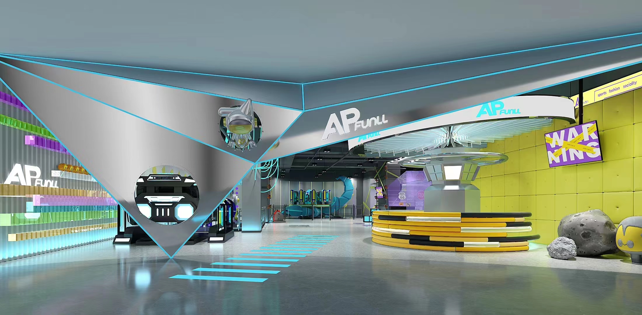 Interior amusement park design illustration
