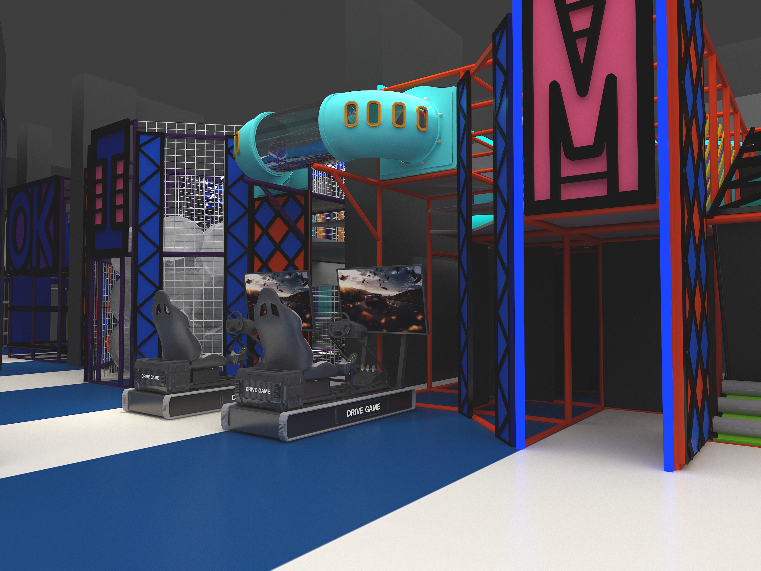 Interior amusement park design illustration