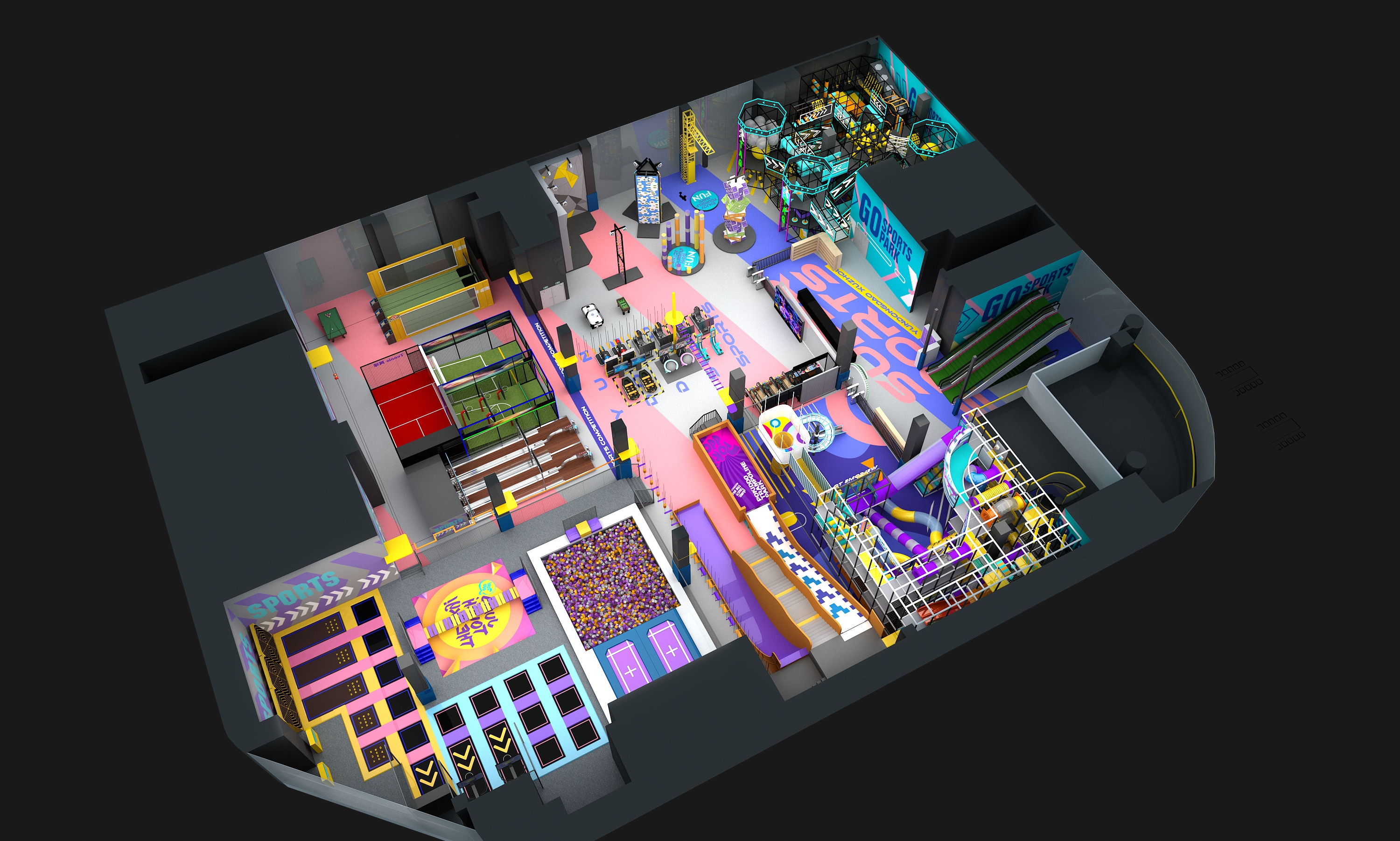 Interior amusement park design illustration