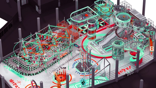 high rope course and climbing area