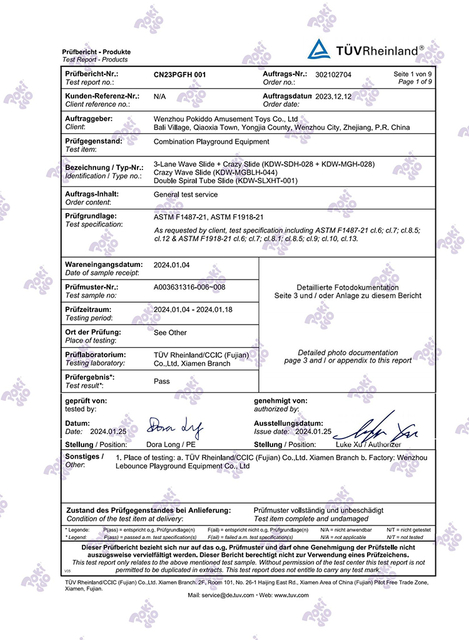 Slide Test Report (ASTM Standard)