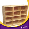 Preschool furniture children wooden movable bookshelf 