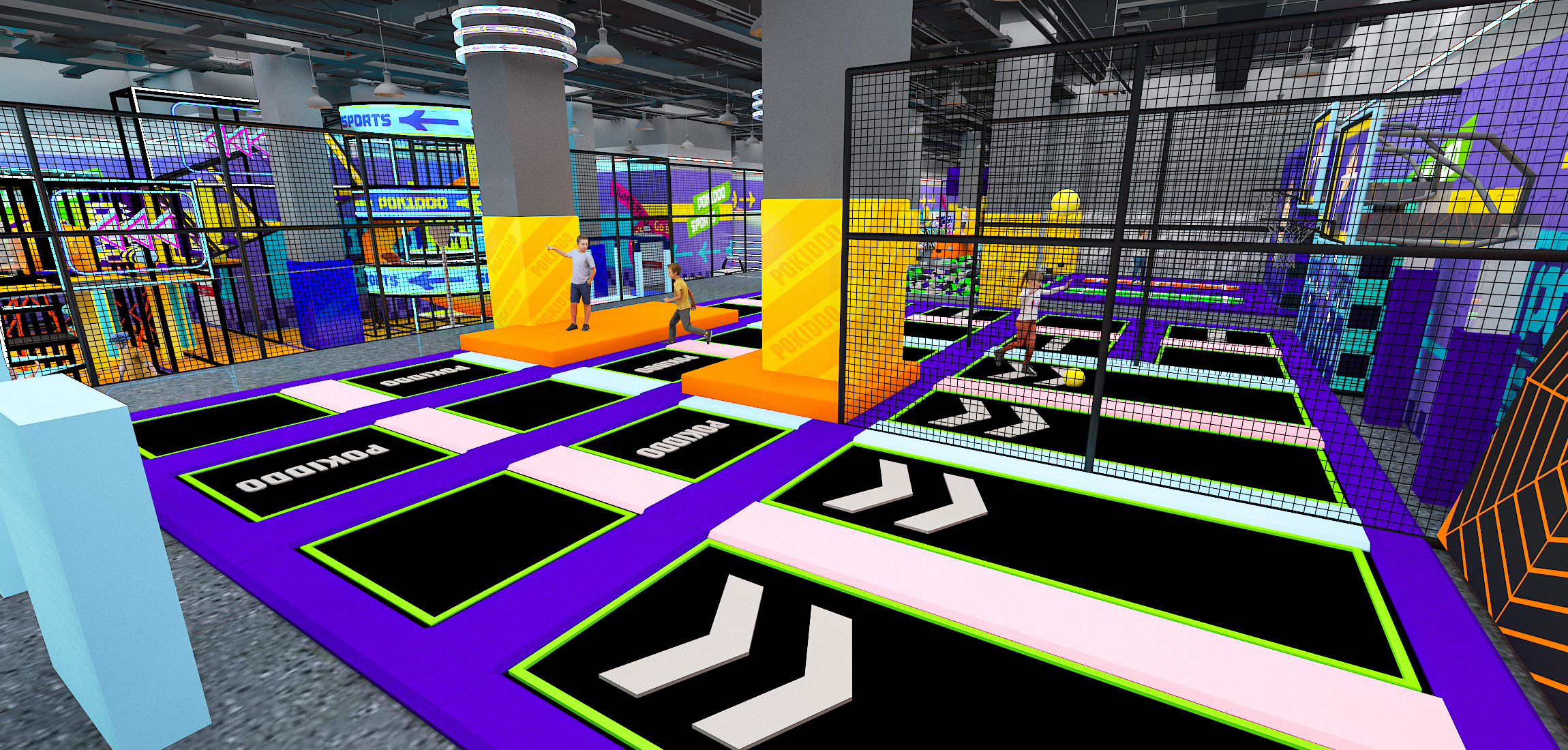 How do trampoline parks achieve multi-channel profitability?