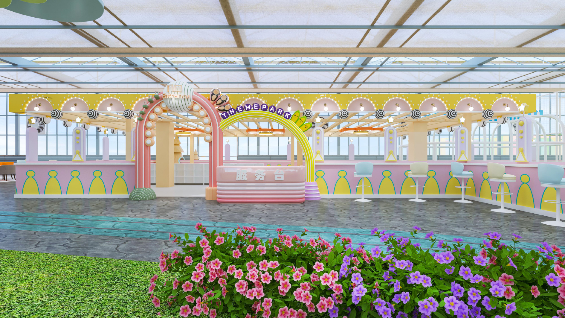 Interior amusement park design illustration