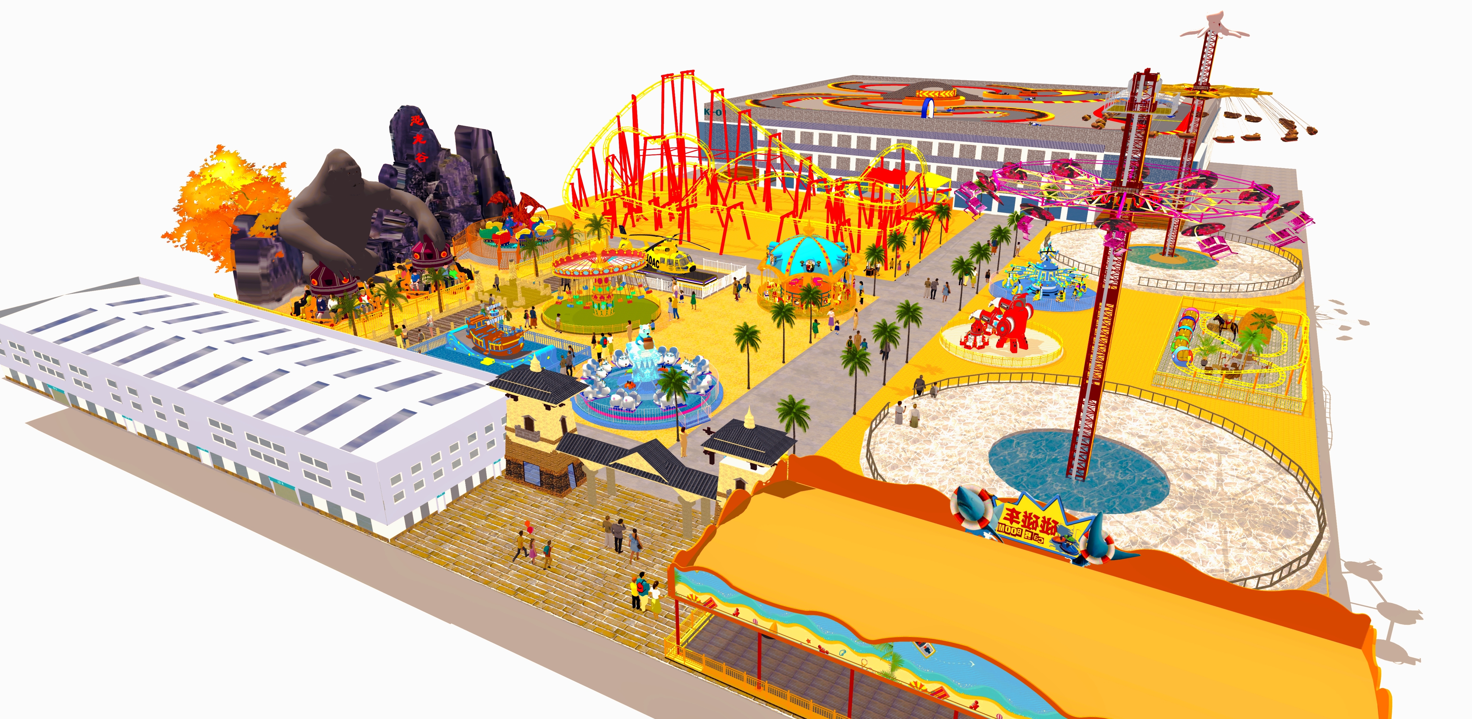 Interior amusement park venue design drawing