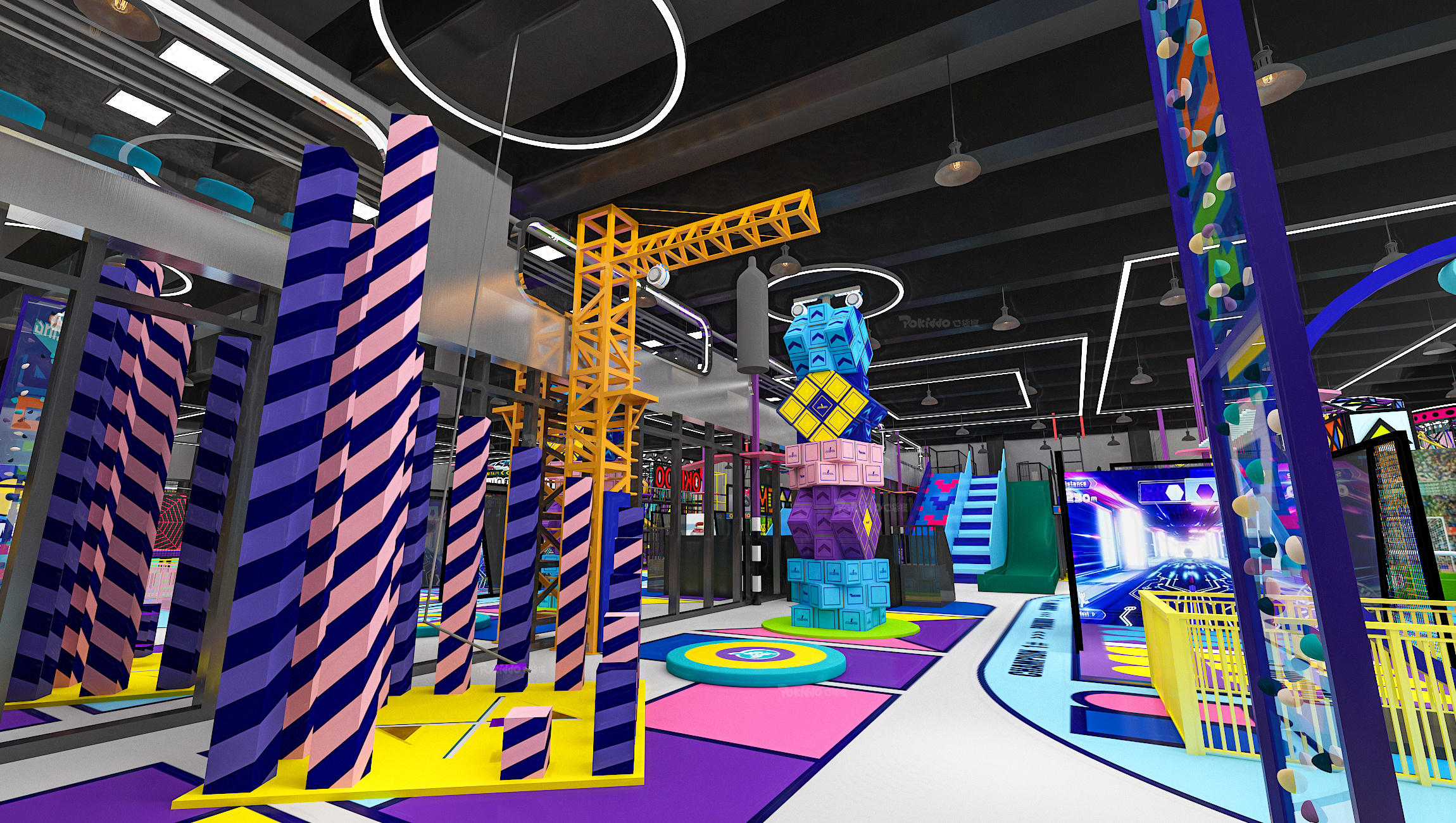 Interior amusement park design illustration