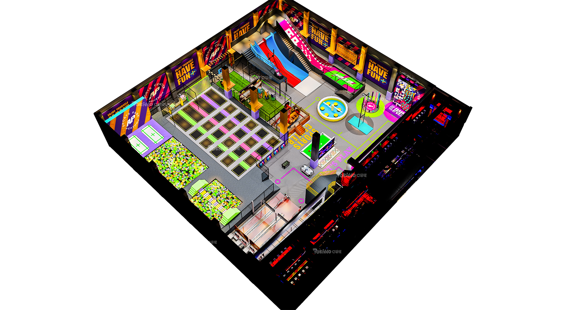 Pokiddo ​Indoor Sports Park Commercial Design Case: ShuYang Project - 1500 Square Meters