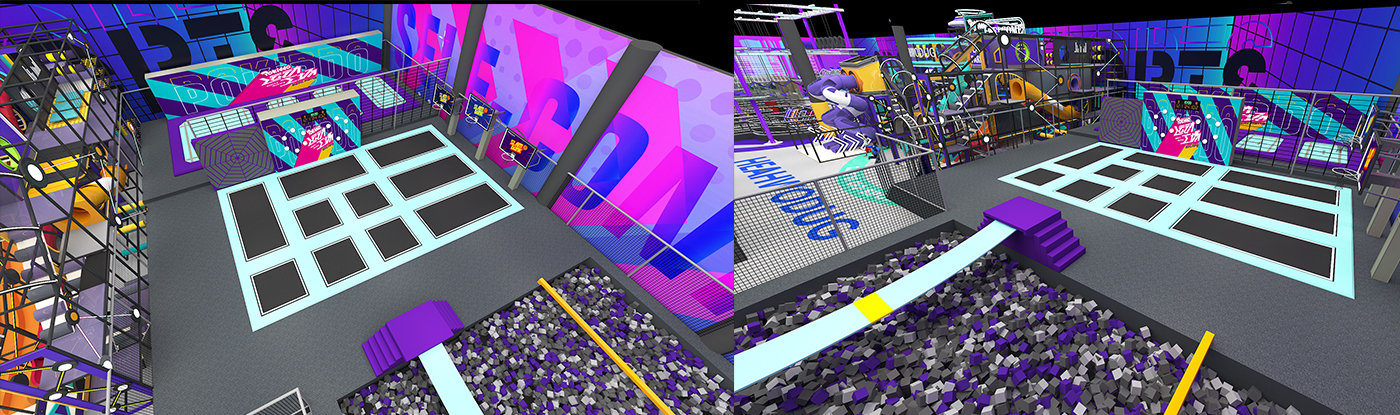 Interior amusement park design illustration