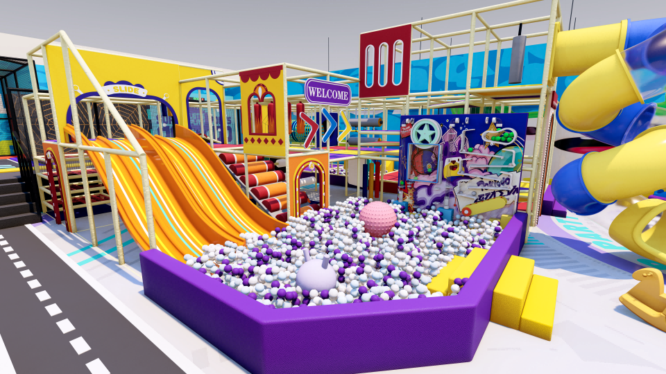 kids slide with ball pit