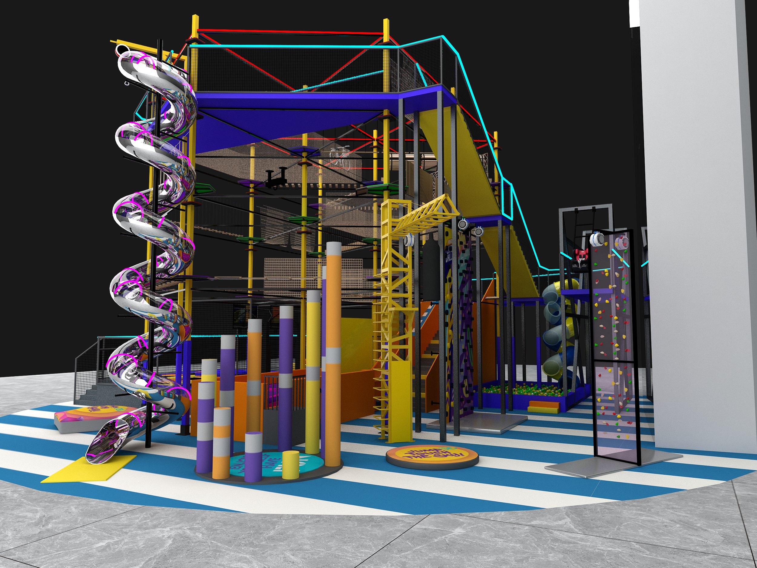 Indoor amusement park effect drawing