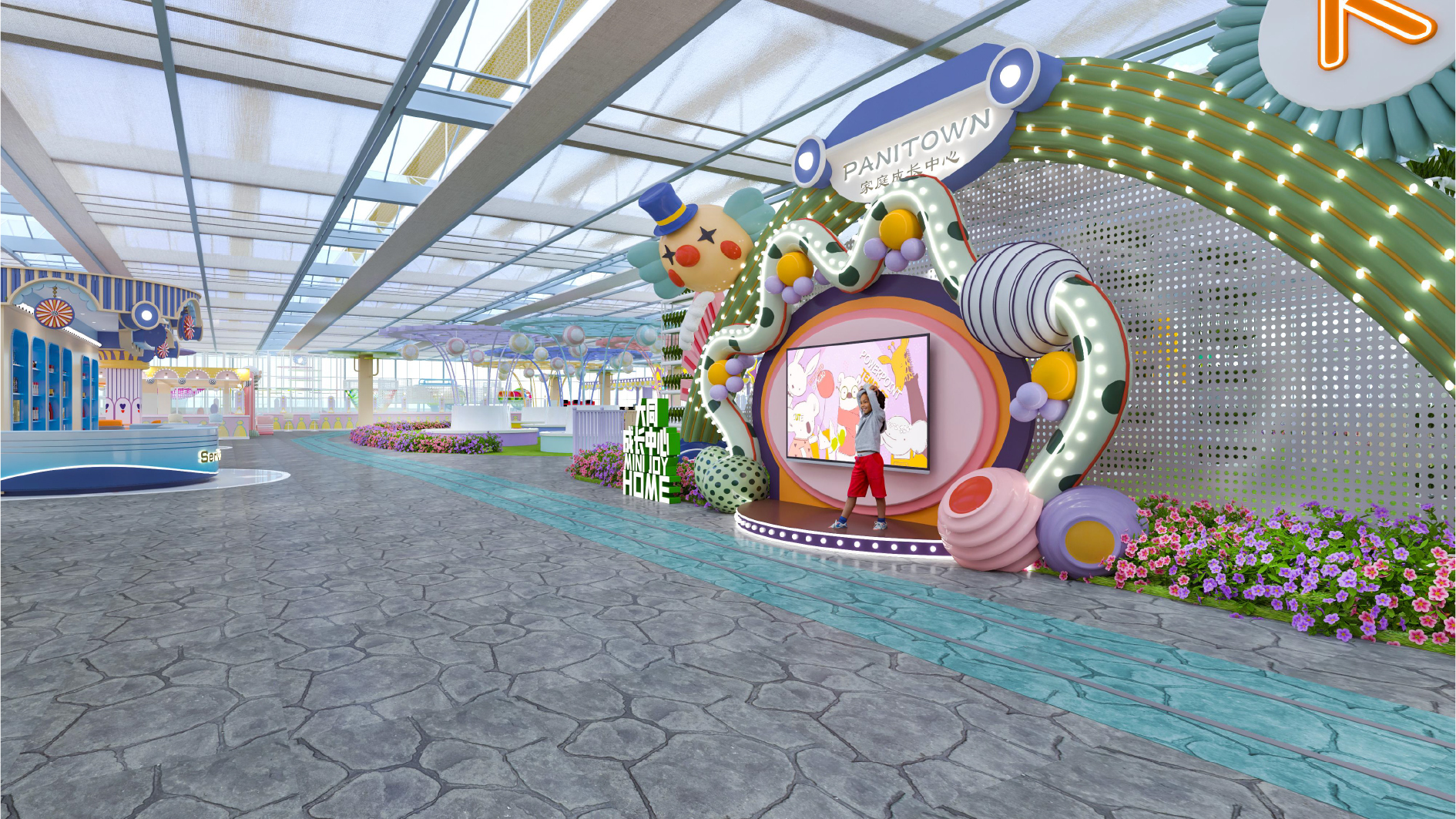 Interior amusement park design illustration