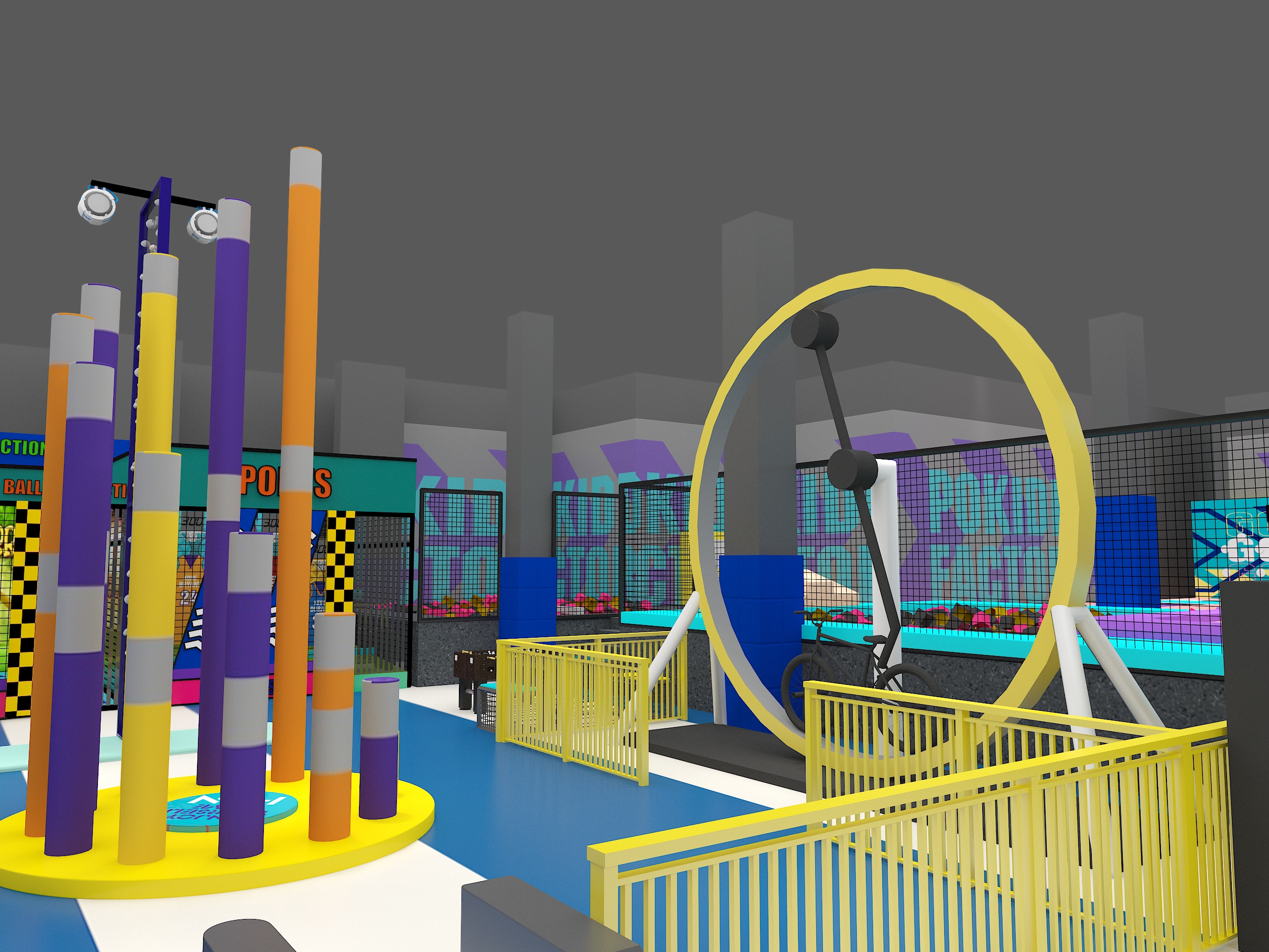Interior amusement park design illustration