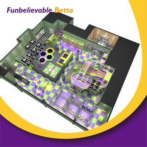 Bettaplay 750sqm Customized Indoor Playground Equipment with Trampoline Park And Ninja Course
