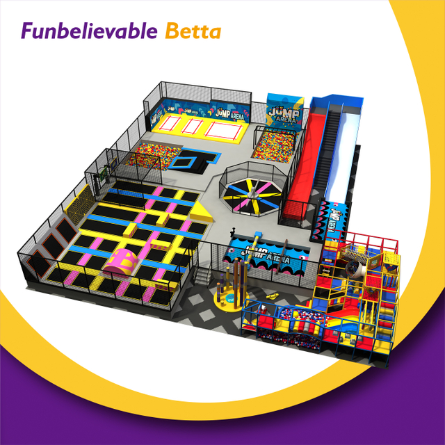 Bettaplay 895㎡ Indoor Sports Kids Trampoline Playground with Soft Indoor Playground Slide And Foam Pit