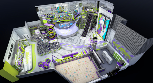 indoor playground with wall challenge games