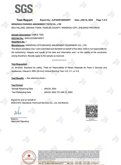 Cable Tie Flame Retardancy Test Report