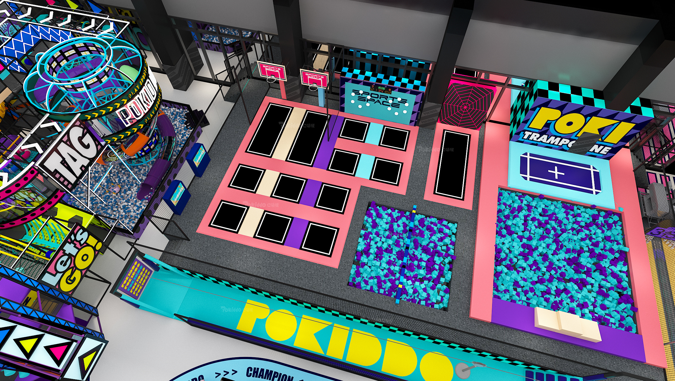 Interior amusement park design illustration