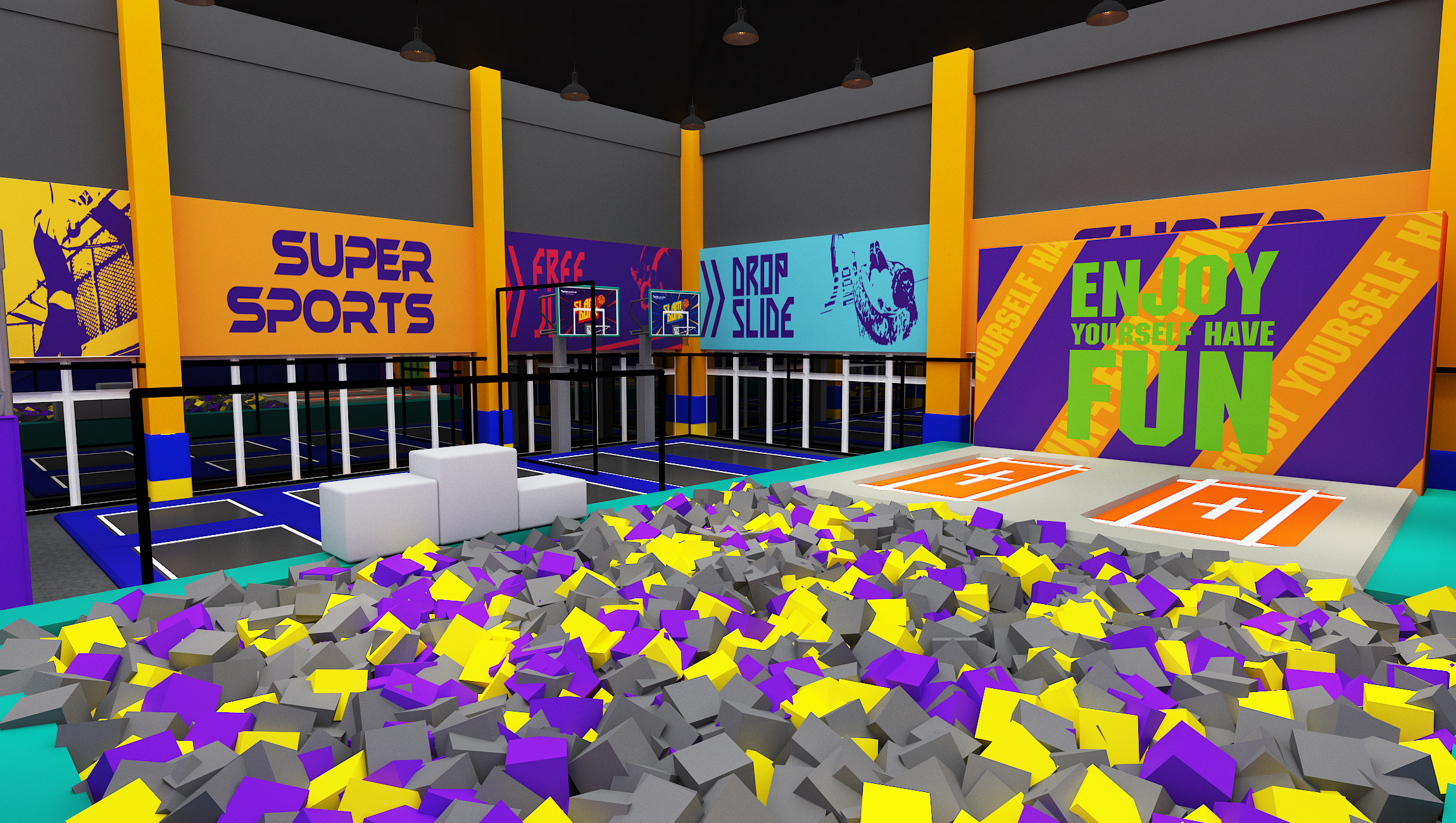 Interior amusement park design illustration