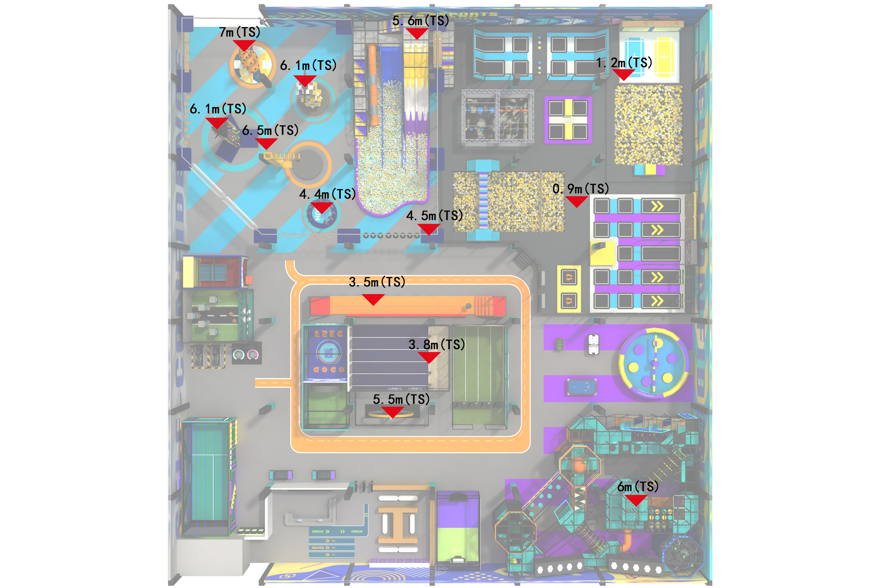 Elevation drawing of indoor playground