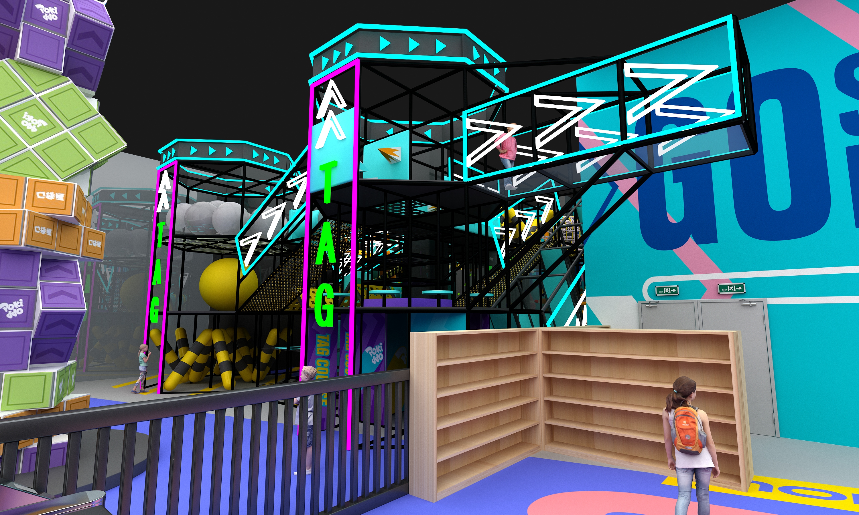 Interior amusement park design illustration