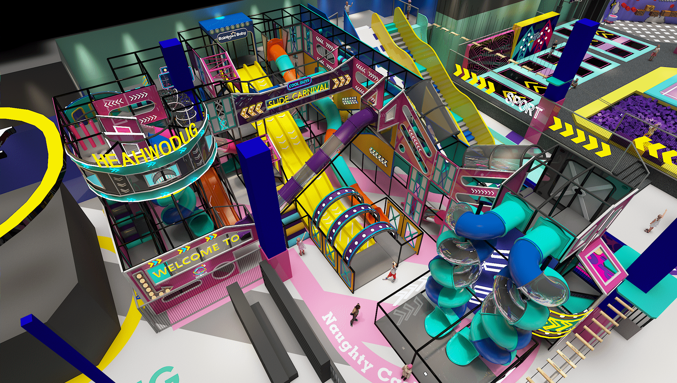 Interior amusement park design illustration