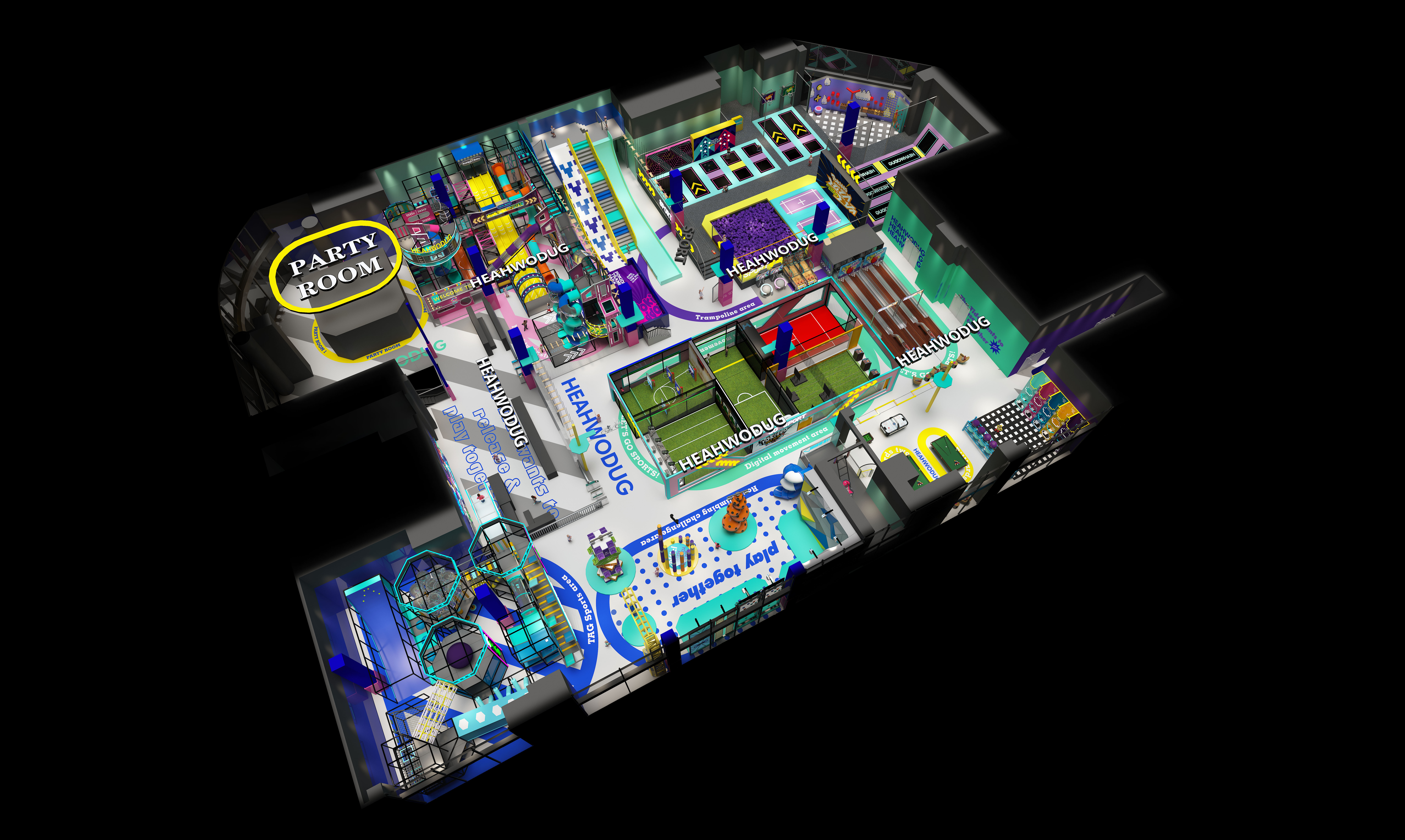 Interior amusement park design illustration