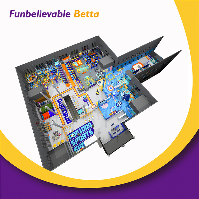 Bettaplay 3000 SQM Active Trampoline Park Rope Net Combine with Naughty Castle Indoor Playground Play Area