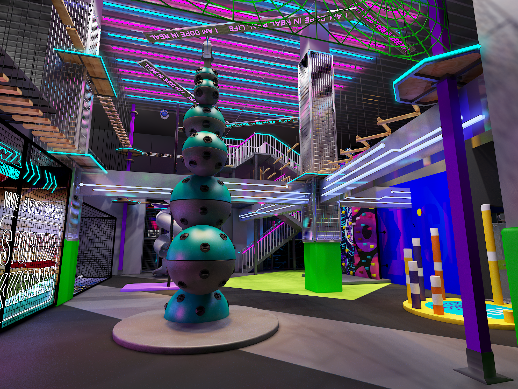 Interior amusement park design illustration