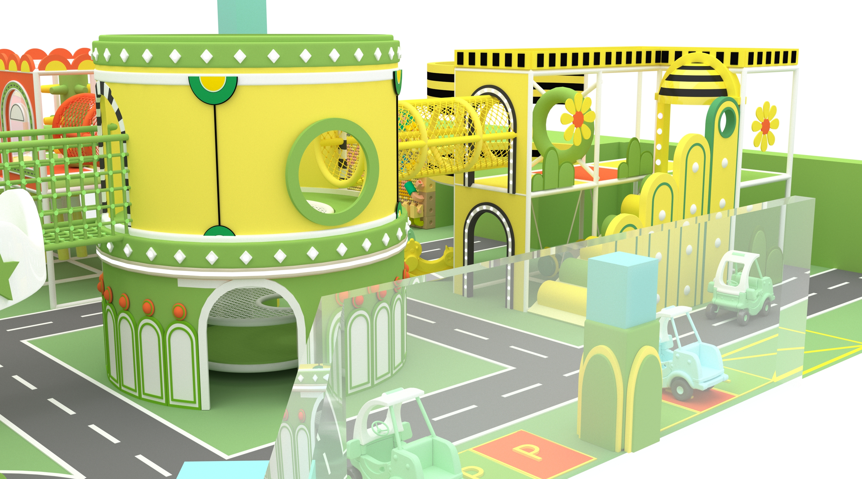 Interior amusement park design illustration