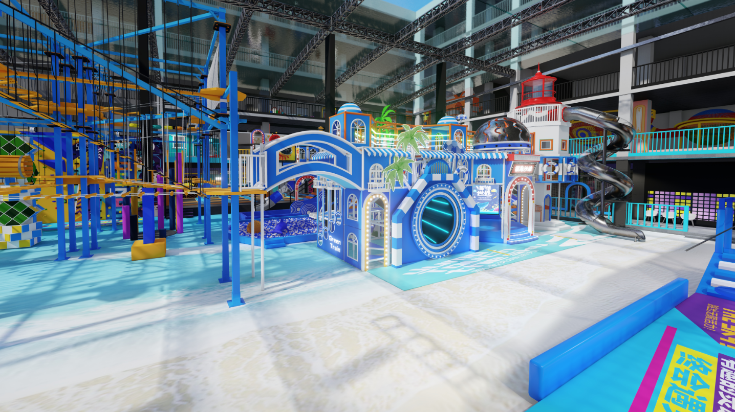 Interior amusement park design illustration