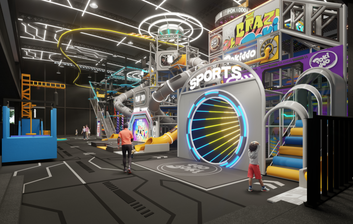 Interior amusement park design illustration
