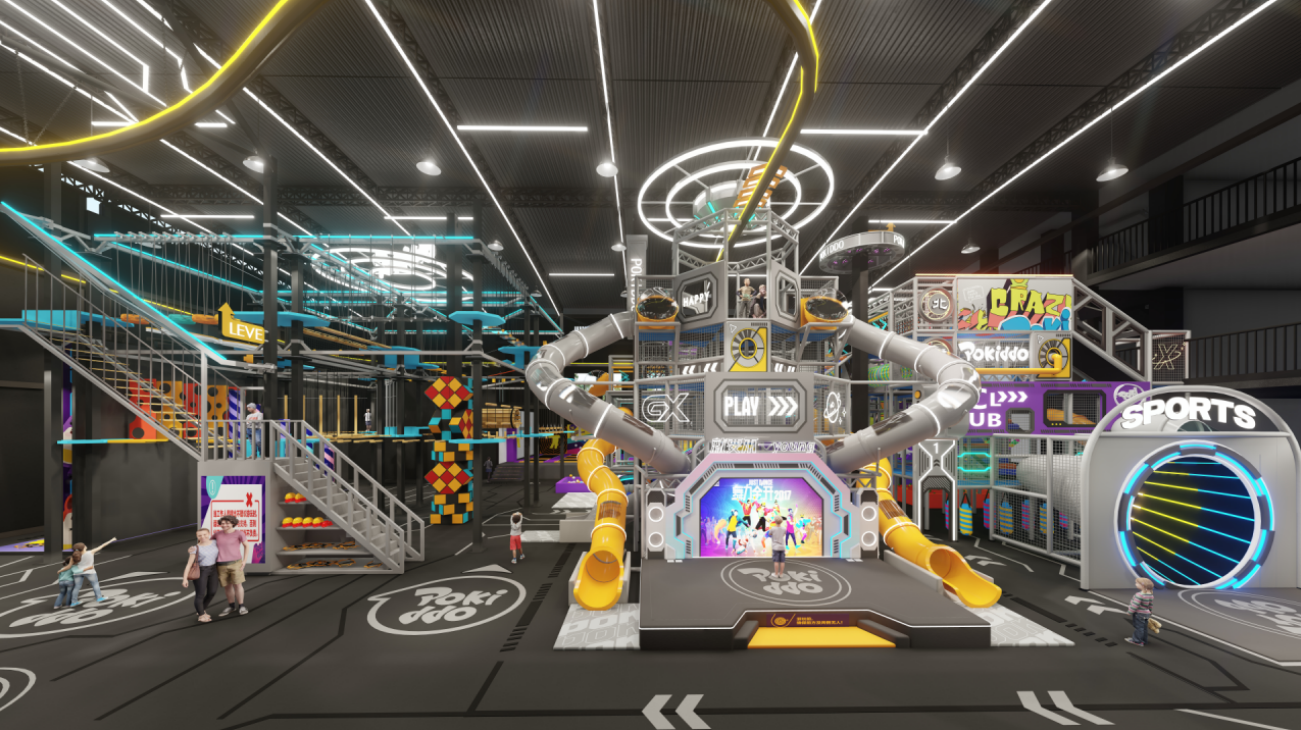Interior amusement park design illustration