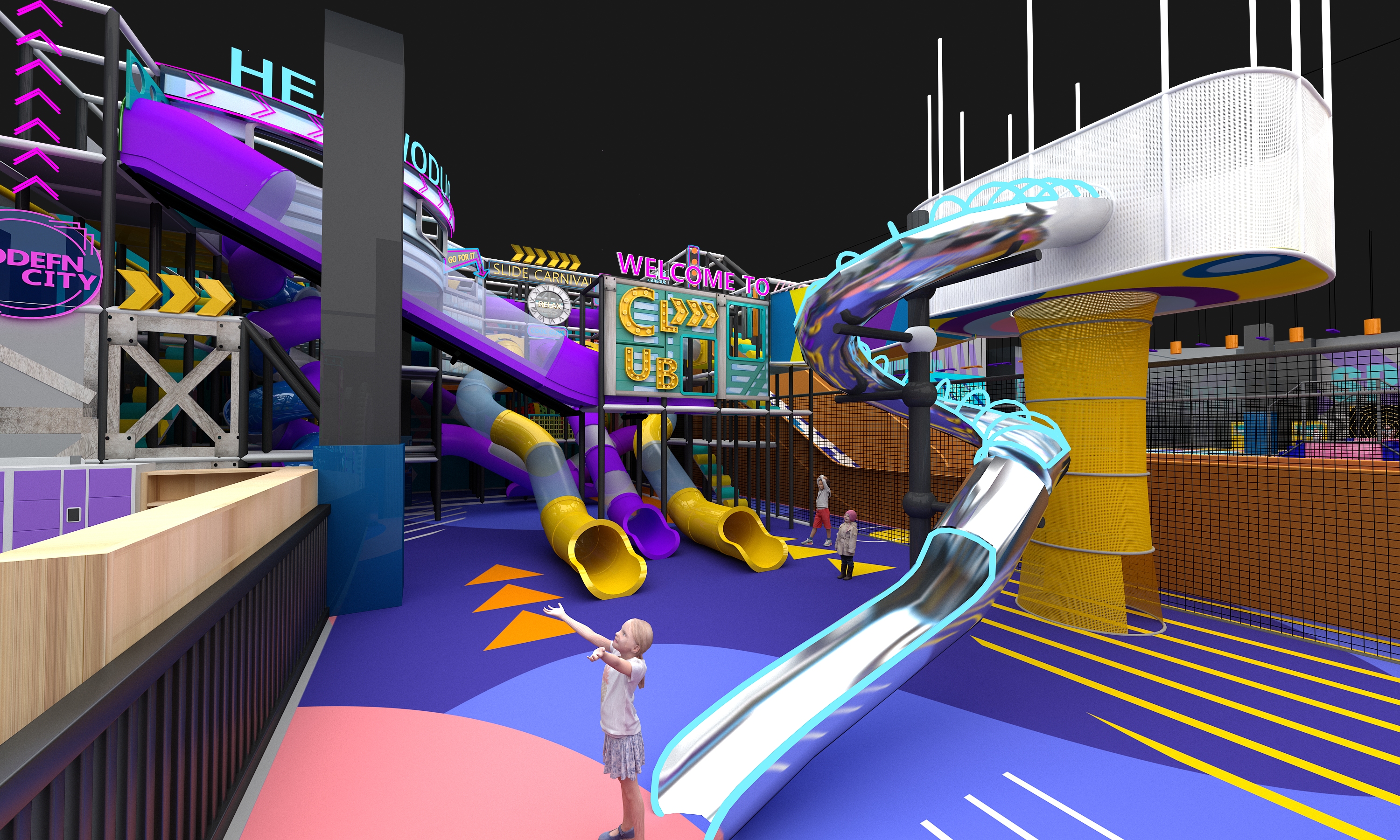 Interior amusement park design illustration