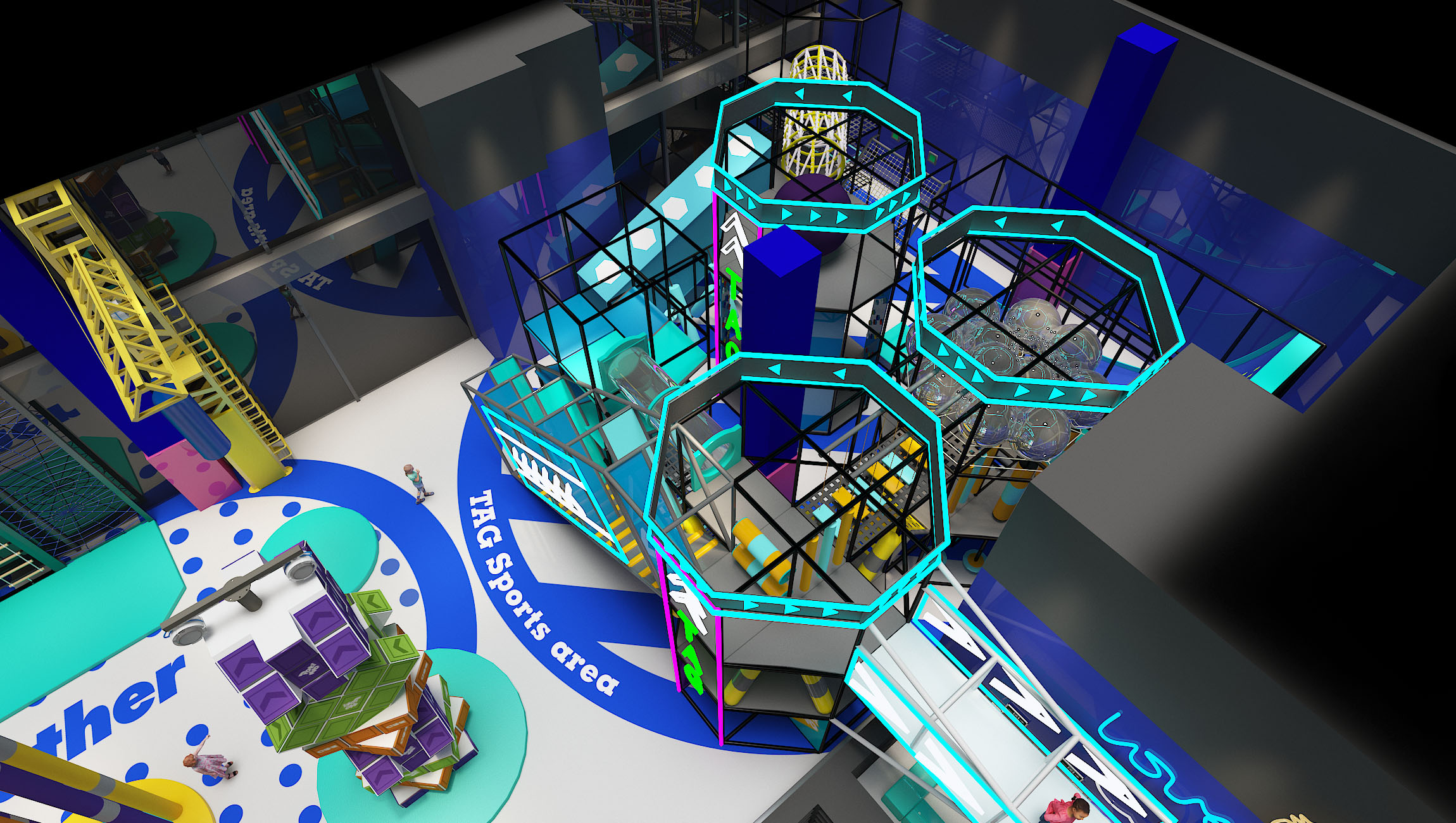 Interior amusement park design illustration