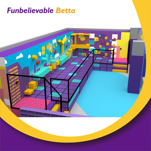 Bettaplay 550 SQM Commercial Indoor Wall Obstacle Ropes Course Playground Indoor Curved Horn Slide 