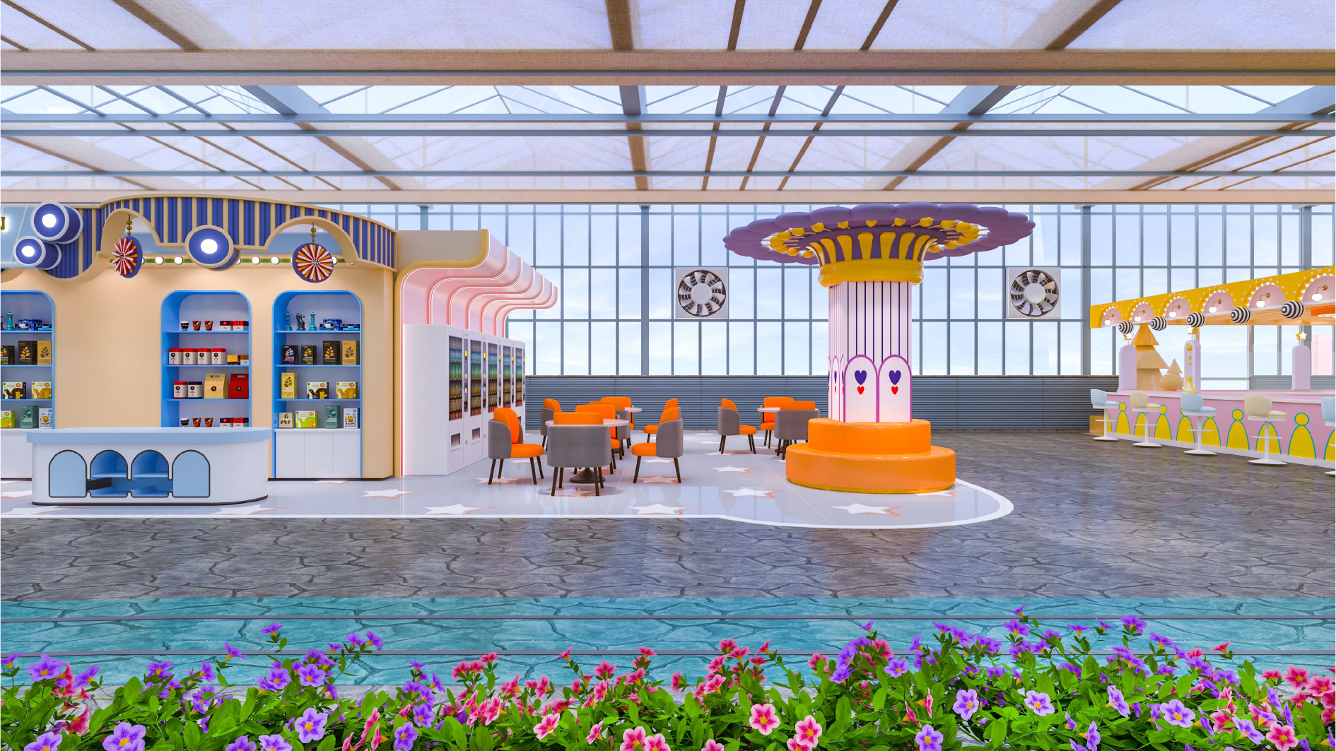 Interior amusement park design illustration