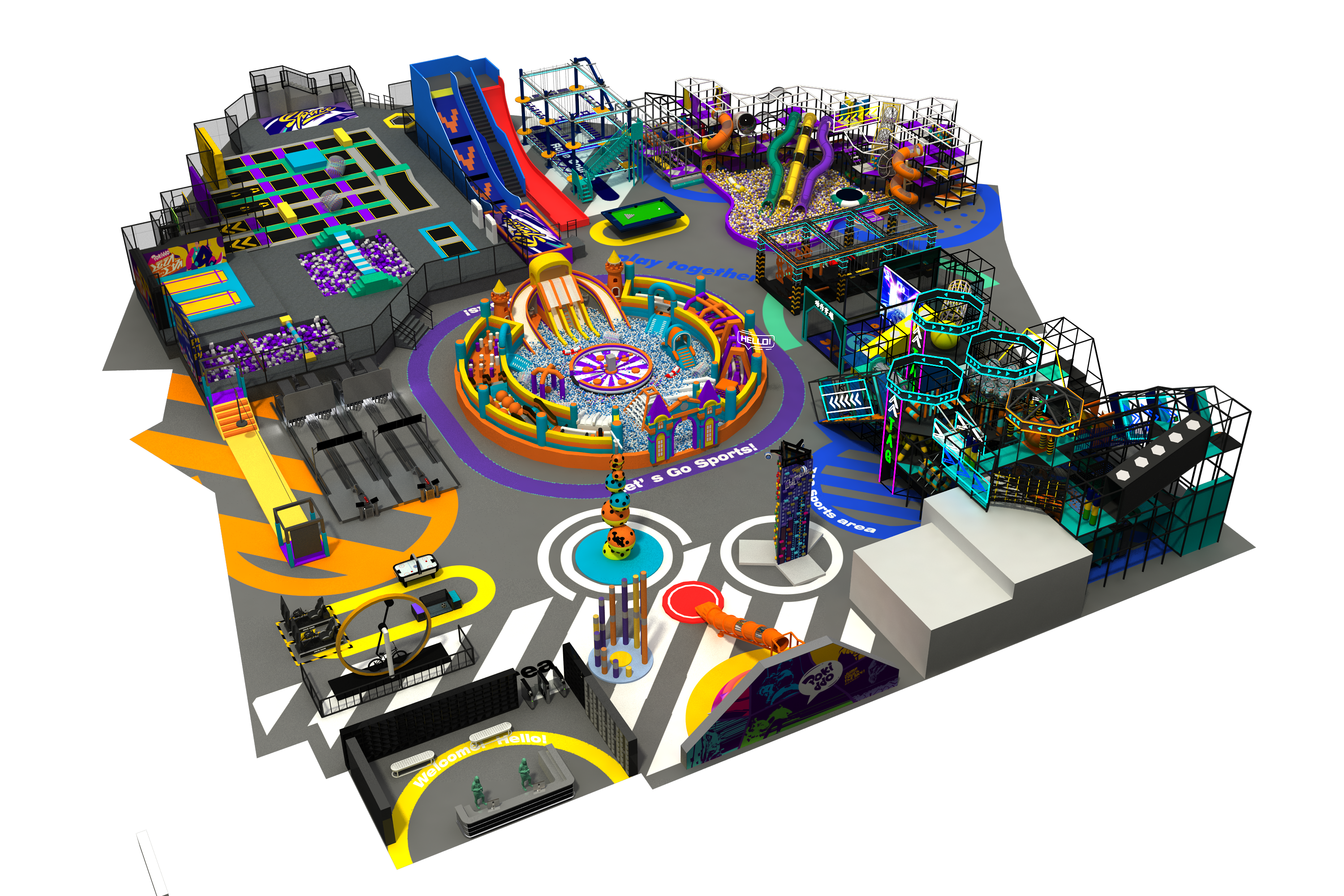 Pokiddo Design Case: 3500sqm Luxury Indoor Sports Park & Trampoline in Dubai 