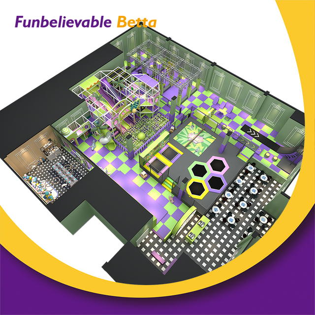 Bettaplay 750sqm Customized Indoor Playground Equipment with Trampoline Park And Ninja Course
