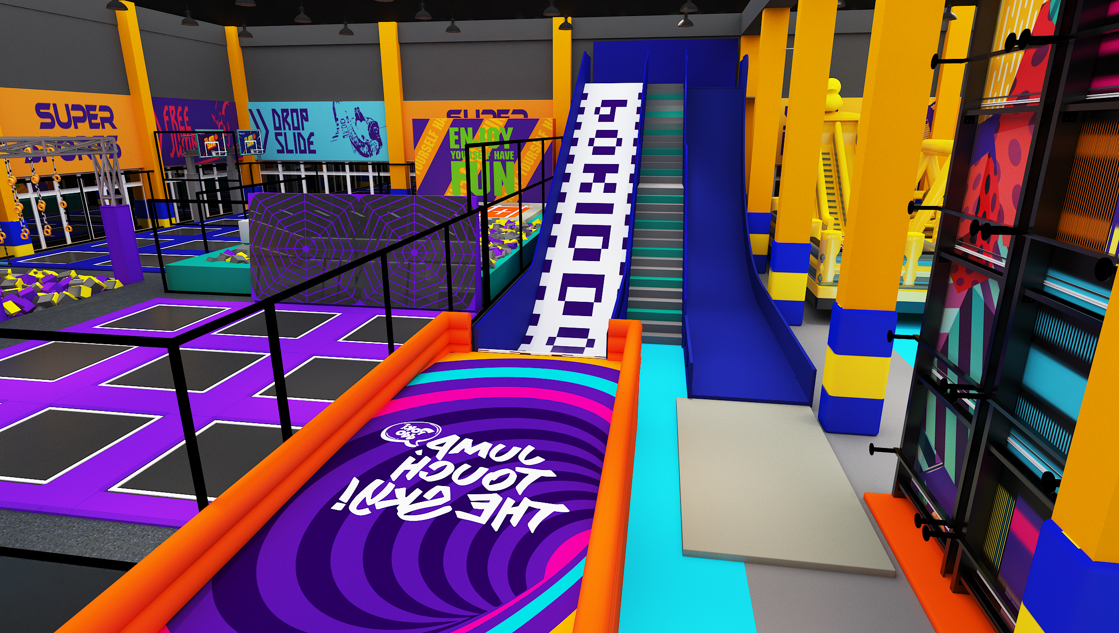 Interior amusement park design illustration