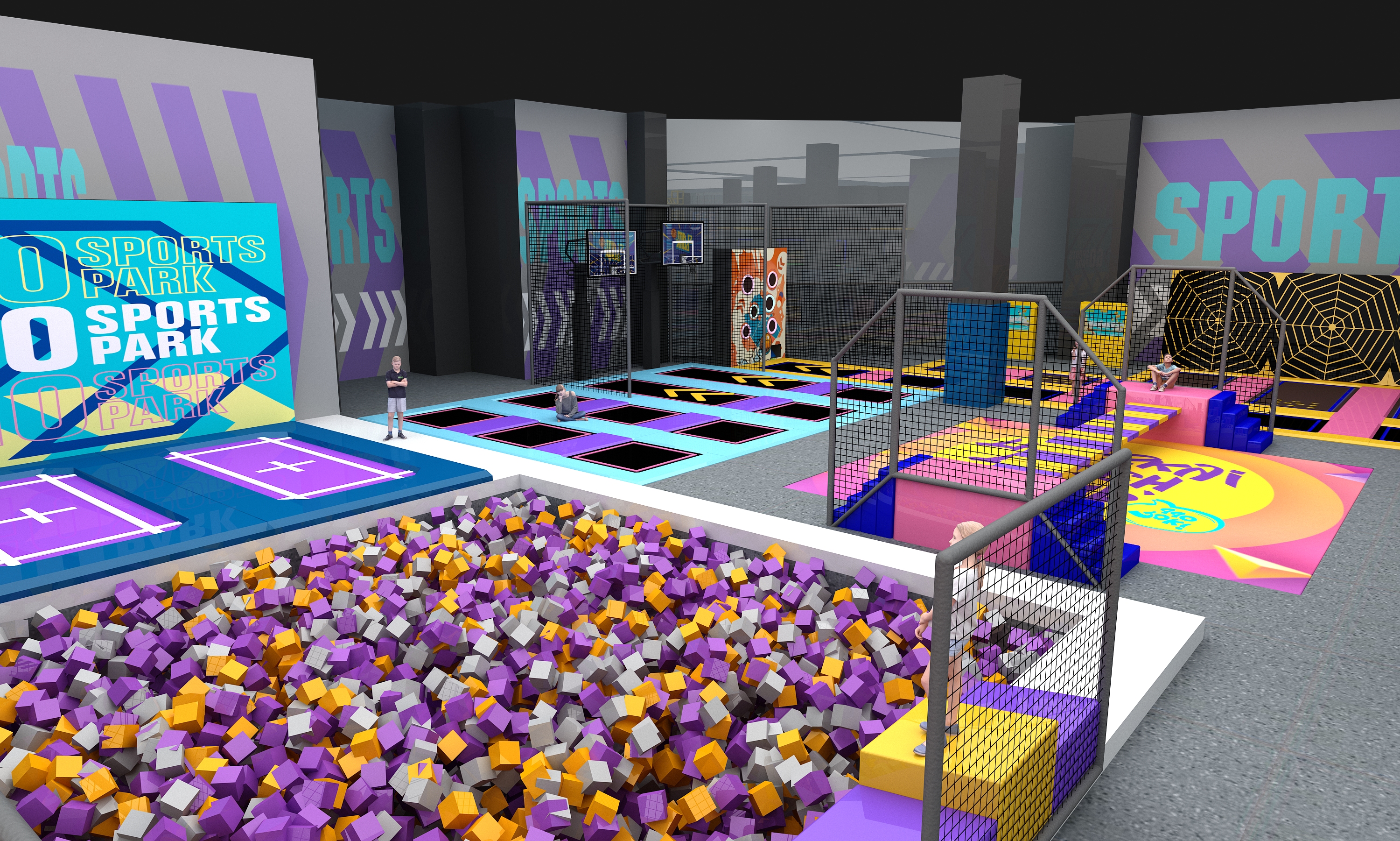 Interior amusement park design illustration