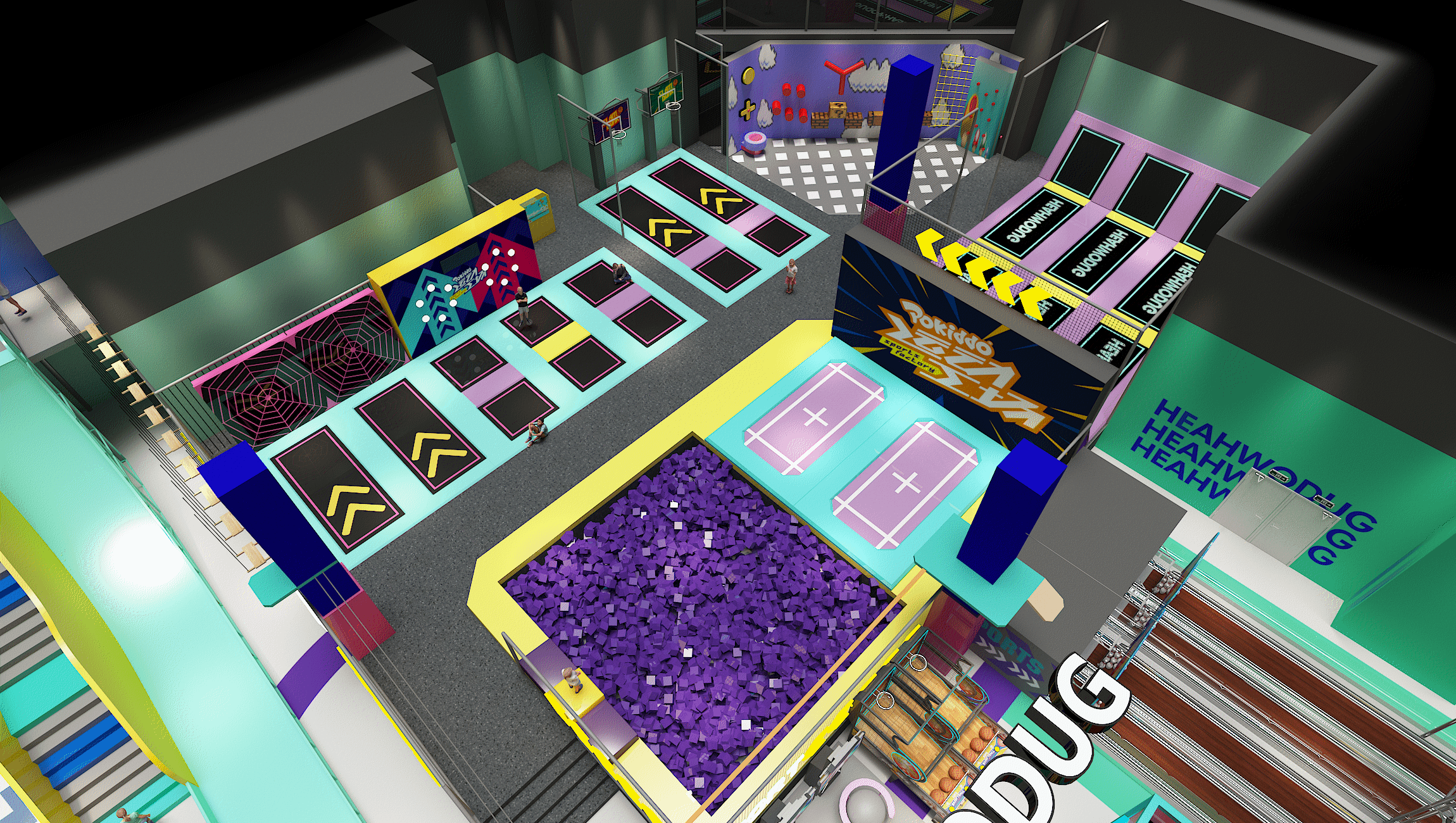 Interior amusement park design illustration