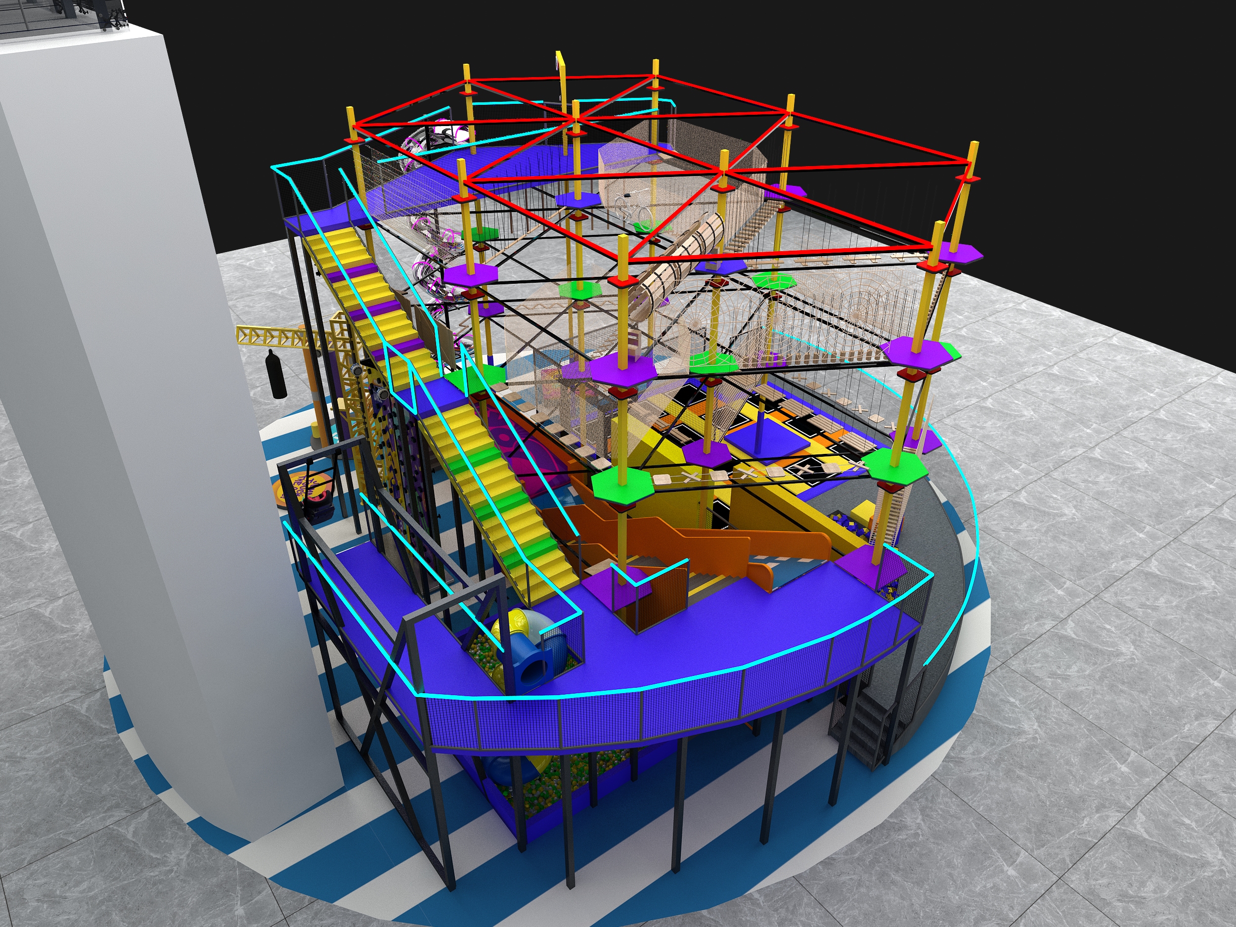 Indoor amusement park effect drawing