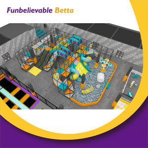 Bettaplay 2000 SQM Joyful Secret Realm of Grey Orange Intertwined Fun Amusement Equipment for Indoor Kids' Trampoline Ninja Park