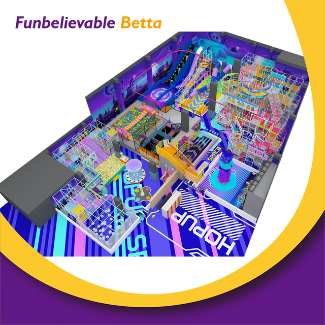 Bettaplay 1500 SQM Magical Purple Cube Adventure Thrilling Slide Carnival Climbing Equipment for Indoor Kids' Playgrounds